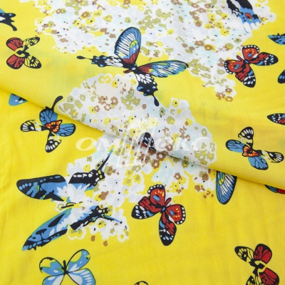 Плательная ткань "Софи" 7.2, 75 гр/м2, шир.150 см, принт бабочки - купить в Новомосковске. Цена 241.49 руб.