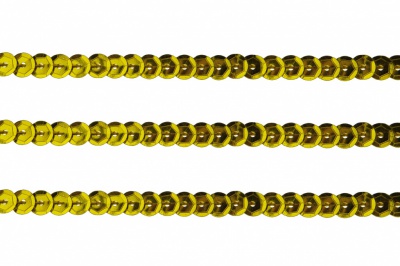 Пайетки "ОмТекс" на нитях, SILVER-BASE, 6 мм С / упак.73+/-1м, цв. А-1 - т.золото - купить в Новомосковске. Цена: 468.37 руб.
