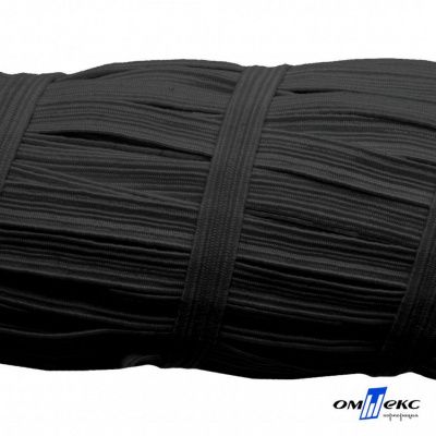 Резиновые нити с текстильным покрытием, шир. 6 мм (55 м/уп), цв.-черный - купить в Новомосковске. Цена: 210.75 руб.