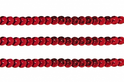 Пайетки "ОмТекс" на нитях, SILVER-BASE, 6 мм С / упак.73+/-1м, цв. 3 - красный - купить в Новомосковске. Цена: 468.37 руб.