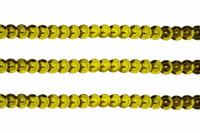 Пайетки "ОмТекс" на нитях, SILVER-BASE, 6 мм С / упак.73+/-1м, цв. 7 - св.золото - купить в Новомосковске. Цена: 468.37 руб.