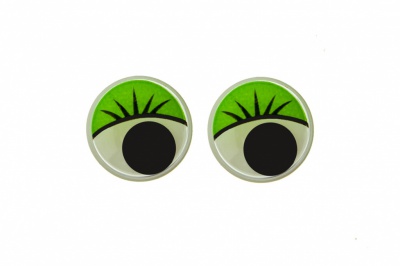 Глазки для игрушек, круглые, с бегающими зрачками, 12 мм/упак.50+/-2 шт, цв. -зеленый - купить в Новомосковске. Цена: 96.01 руб.