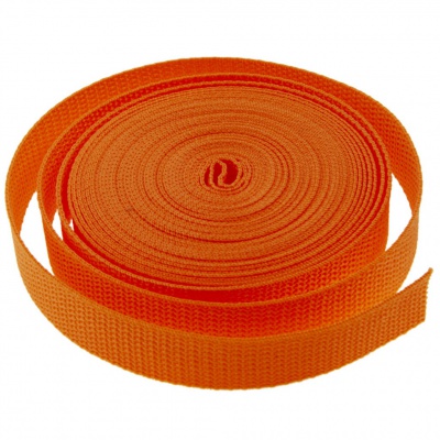Стропа текстильная, шир. 25 мм (в нам. 50+/-1 ярд), цвет оранжевый - купить в Новомосковске. Цена: 409.94 руб.